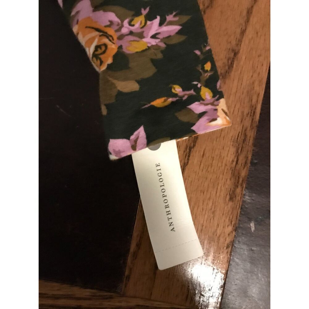 NWT Anthro Floral Turtleneck Top XS Puff Sleeve Brown Boho - Picture 10 of 12